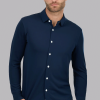 Long Sleeve Button Down Polo Contrast // Navy White