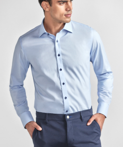 Leader Non-Iron Contrast | Navy Buttons