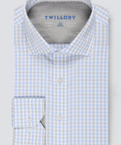 Leader Non-Iron Check // Grey Blue Tattersall