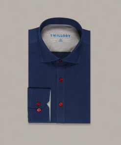 Leader Non-Iron Windowpane // Navy Red Contrast