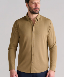 Long Sleeve Button Down Polo Solid // Tobacco
