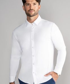 Long Sleeve Button Down Polo Solid // White