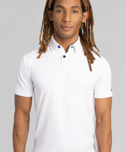 Short Sleeve Polo Contrast // White Blue