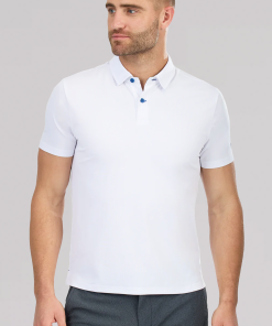Slim Fit Pique Polo Contrast // White Blue