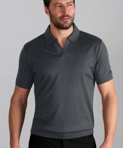 Short Sleeve Sweater Polo Solid // Charcoal