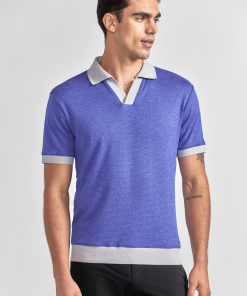 Short Sleeve Sweater Polo Contrast | Cobalt