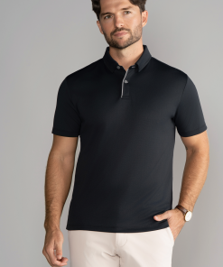 Short Sleeve Polo Contrast // Black Grey