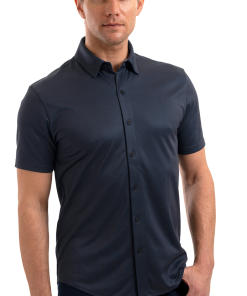 Short Sleeve Button Down Polo Dot // Charcoal