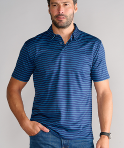 Short Sleeve Polo Stripe // Navy Blue