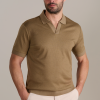 Short Sleeve Sweater Polo Solid // Sepia