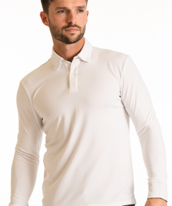Long Sleeve Polo Solid // White